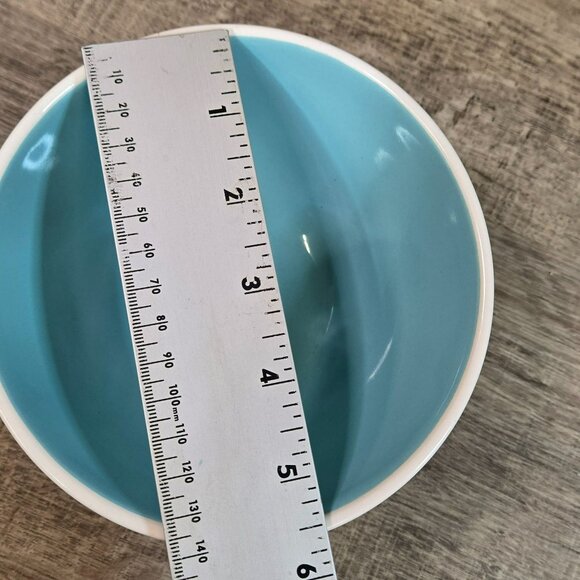 Rae Dunn Artisan Collection Ceramic CEREAL Bowl Blue Interior 5.5 Inches White - Picture 6 of 8